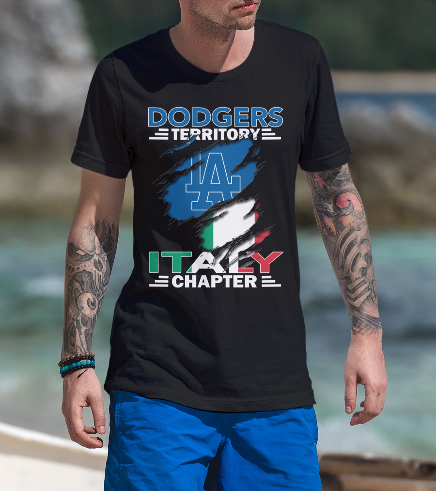 Dodgers Territory Italy Chapter LA Logo Italian Flag T-Shirt