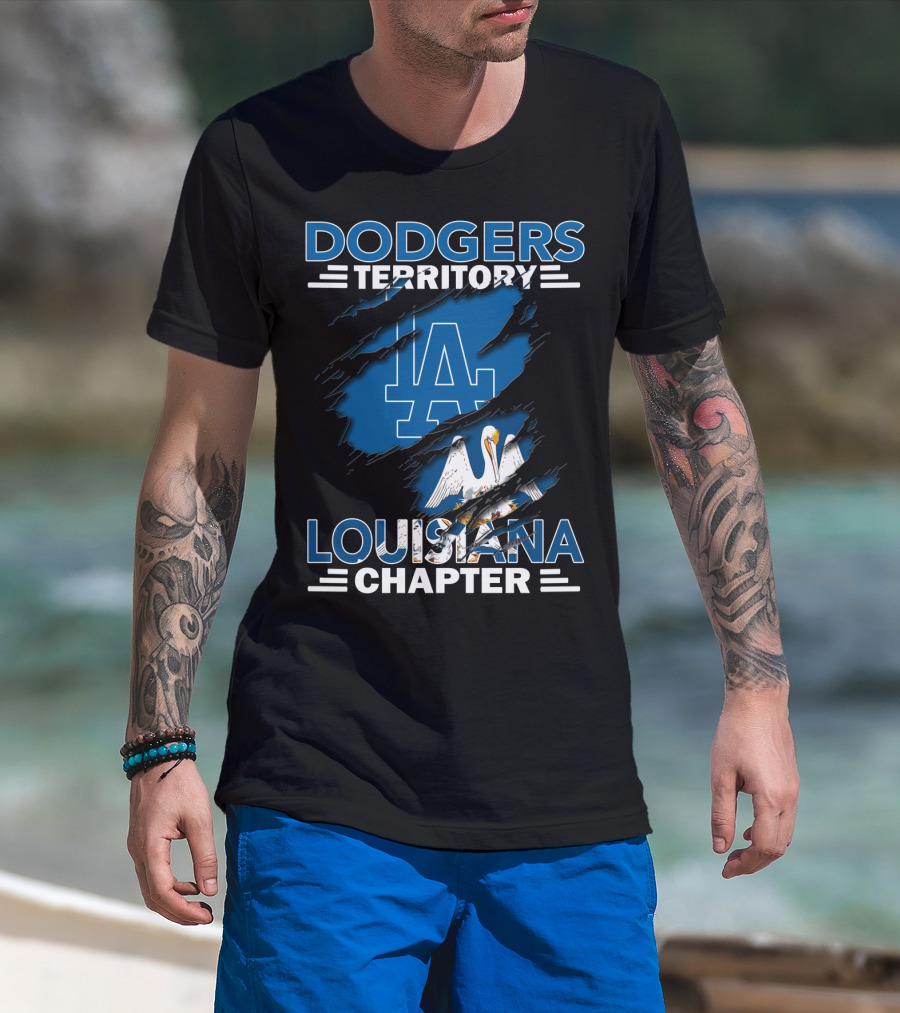 Dodgers Territory LA Logo Louisiana Chapter Pelican T-Shirt