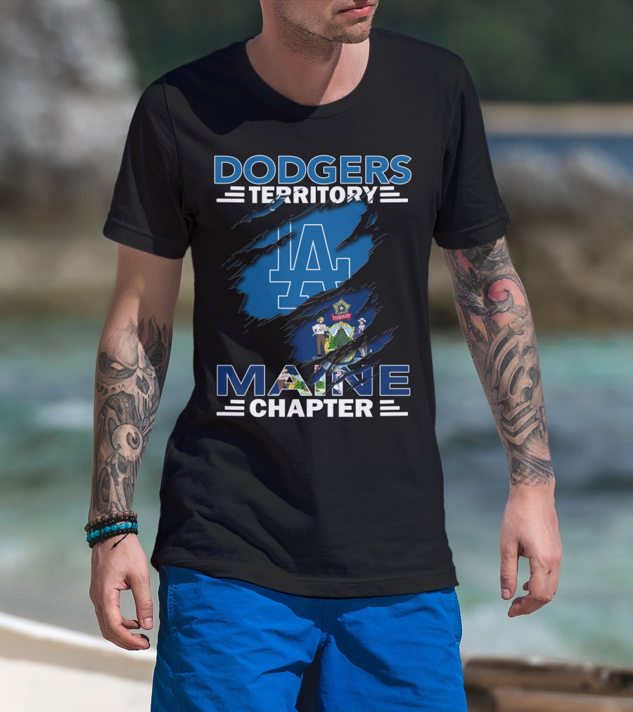 Dodgers Territory Maine Chapter LA Logo State Flag Integration T-Shirt
