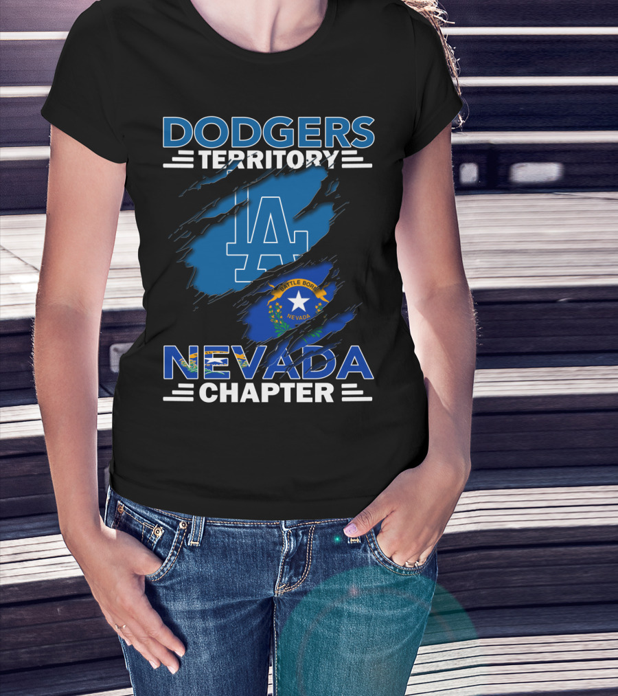 Dodgers Territory La Logo Nevada Flag Nevada Chapter T-Shirt
