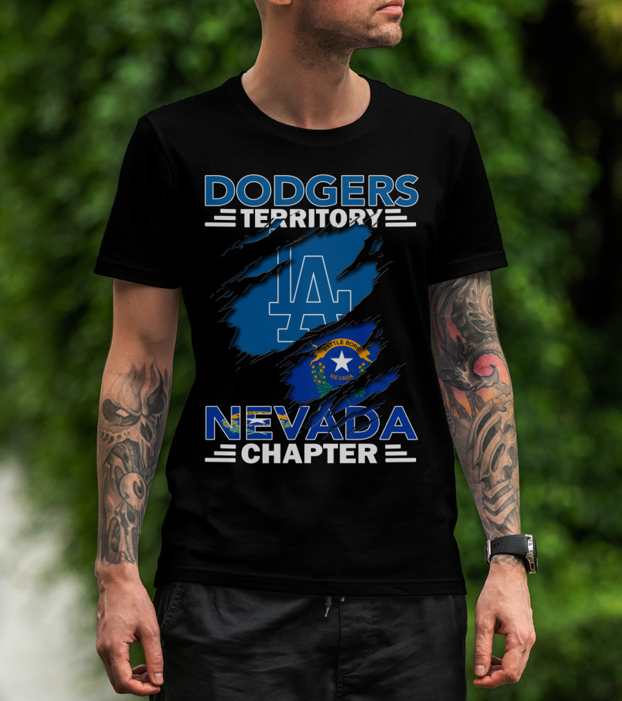 Dodgers Territory La Logo Nevada Flag Nevada Chapter T-Shirt