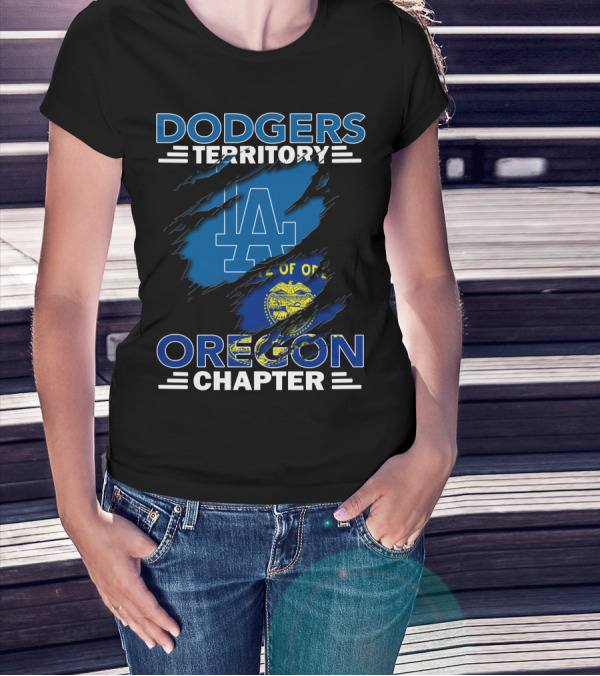 Dodgers Territory Oregon Chapter LA Logo State Flag T-Shirt