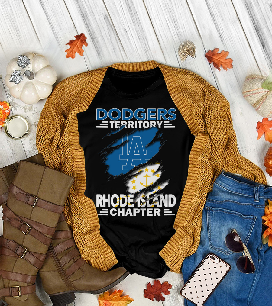 Dodgers Territory Rhode Island Chapter LA Logo Anchored T-Shirt