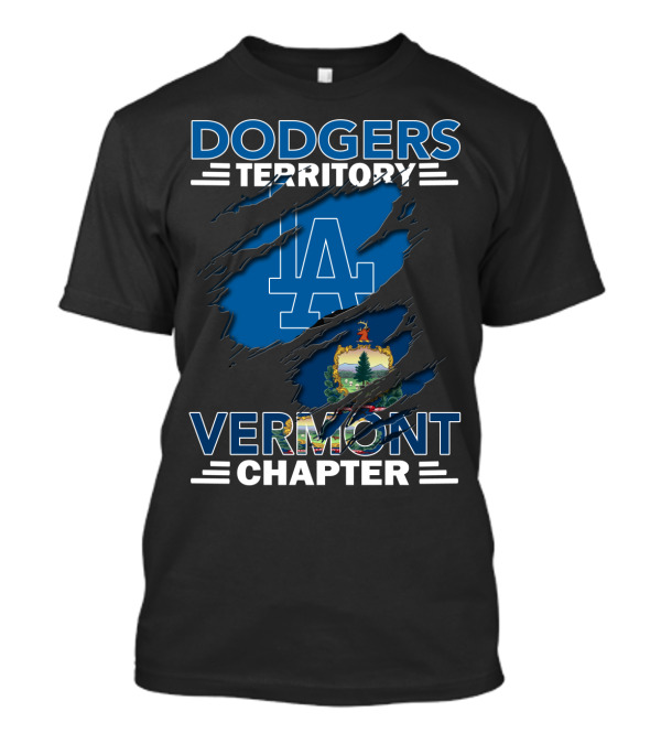 Dodgers Territory Vermont Chapter LA Logo Vermont State Emblem T-Shirt