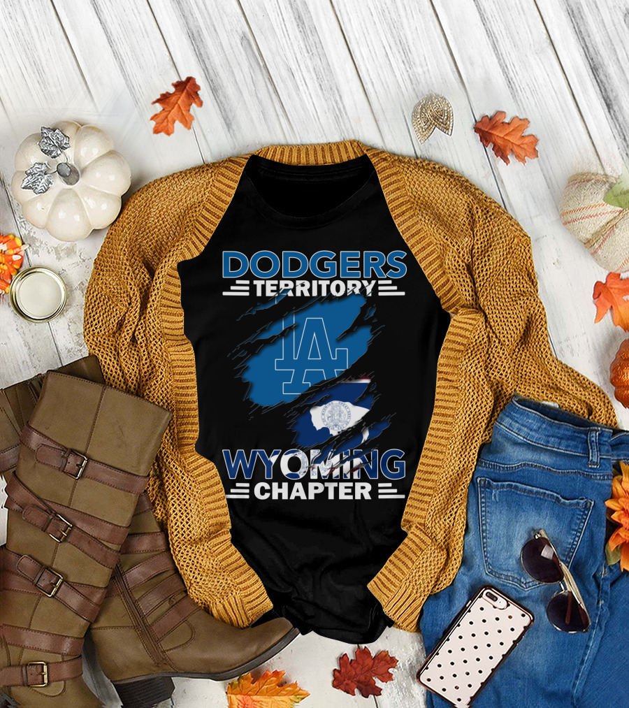 Dodgers Territory Wyoming Chapter LA Logo Buffalo Flag T-Shirt