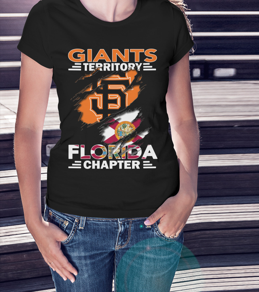 Giants Territory Florida Chapter Sf Logo And Florida Flag Fusion T-Shirt