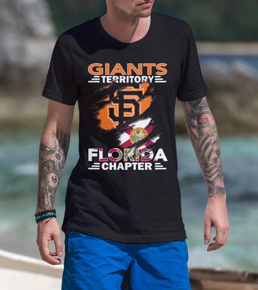 Giants Territory Florida Chapter Sf Logo And Florida Flag Fusion T-Shirt