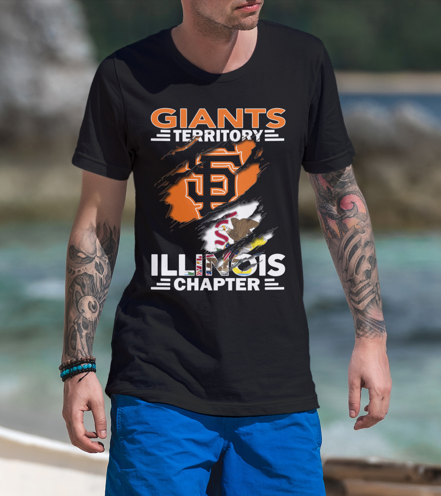 Giants Territory Illinois Chapter Sf Logo Illinois Flag T-Shirt