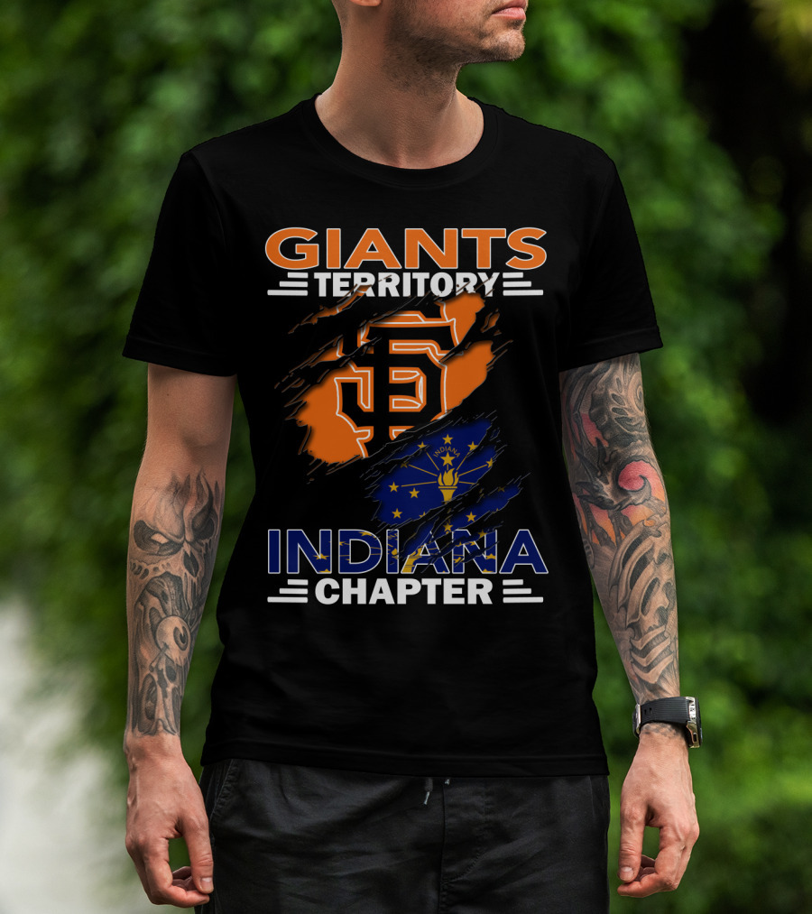 Giants Territory Indiana Chapter Sf Logo And Indiana Flag T-Shirt