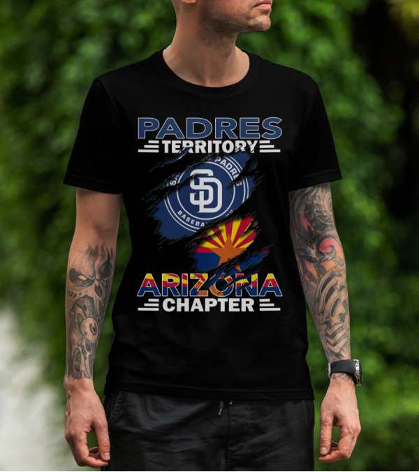 Padres Territory Arizona Chapter San Diego Baseball Logo With Arizona State Flag T-Shirt