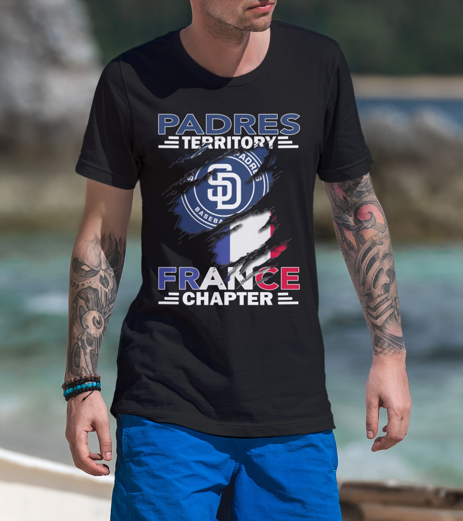 Padres Territory France Chapter SD Baseball Logo And French Flag T-Shirt
