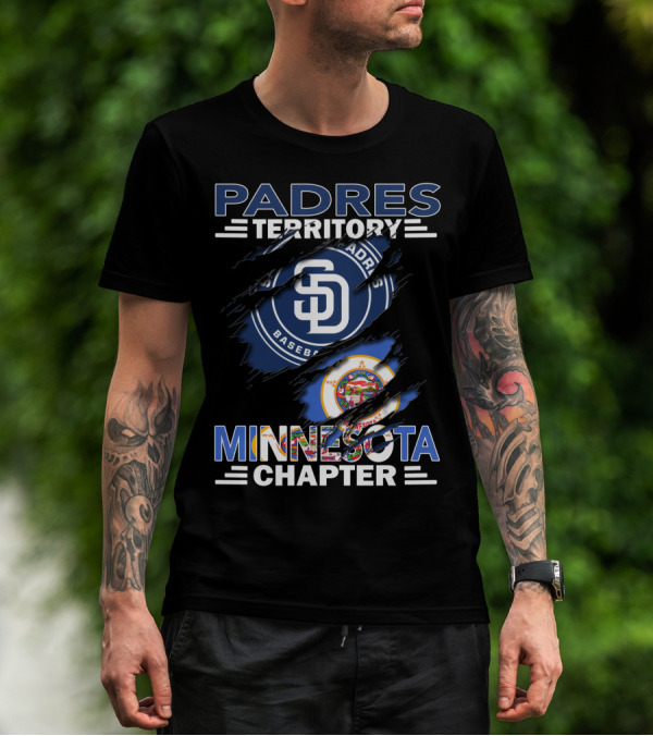 Padres Territory Minnesota Chapter Baseball Fans SD Logo And Minnesota State Seal T-Shirt