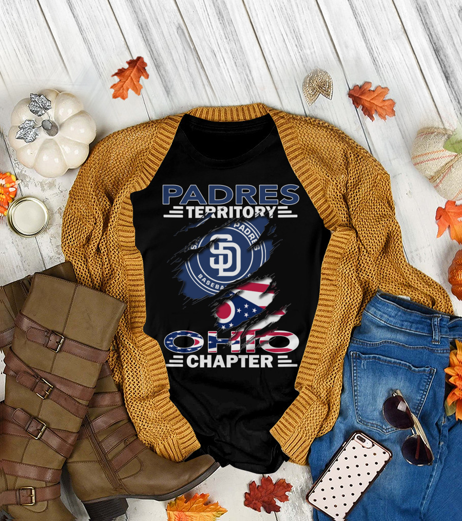 Padres Territory SD Baseball Badge Ohio Chapter Flag Combo T-Shirt