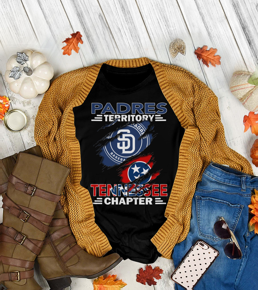 Padres Territory Tennessee Chapter SD Baseball Logo Star Flag Claw Marks T-Shirt
