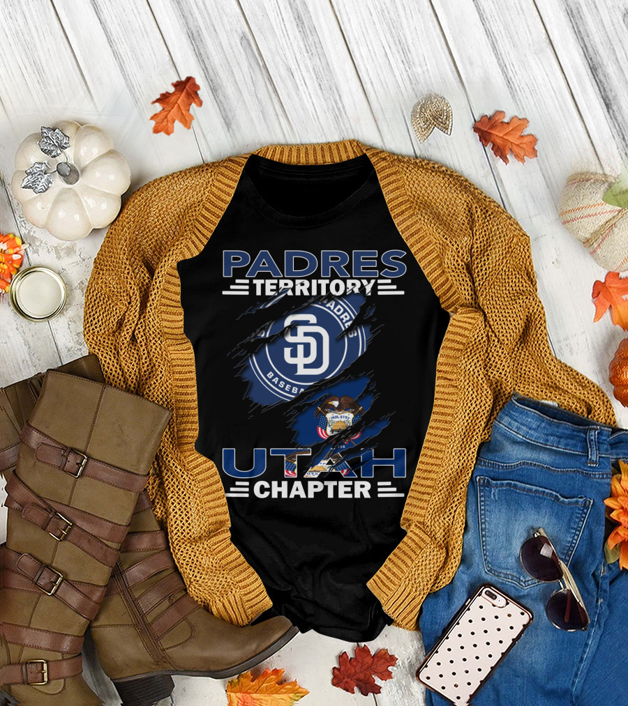 Padres Territory Utah Chapter San Diego Padres Baseball Utah State Flag Integration T-Shirt