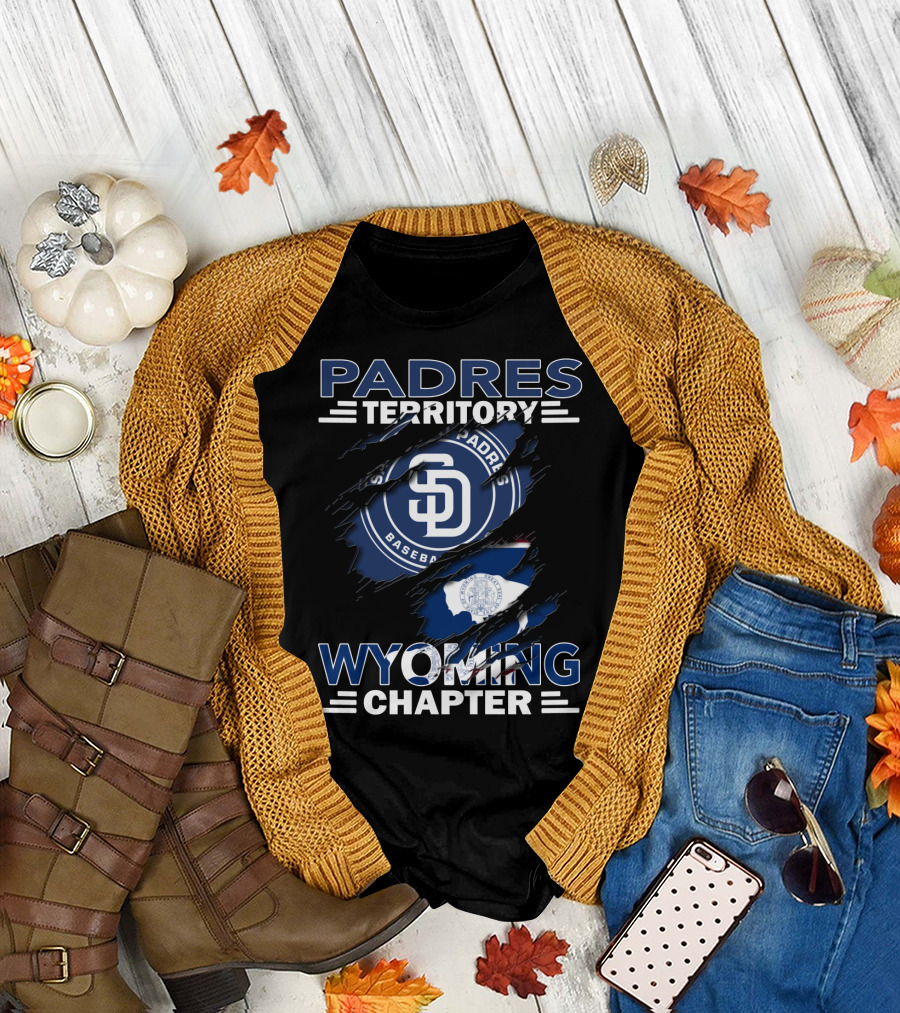 Padres Territory Wyoming Chapter San Diego Padres Baseball Logo with Wyoming State Flag T-Shirt