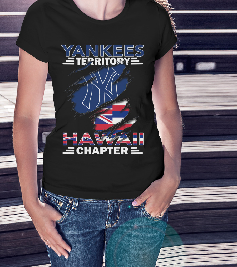 Yankees Territory Hawaii Chapter NY Logo With Hawaii State Flag Elements T-Shirt