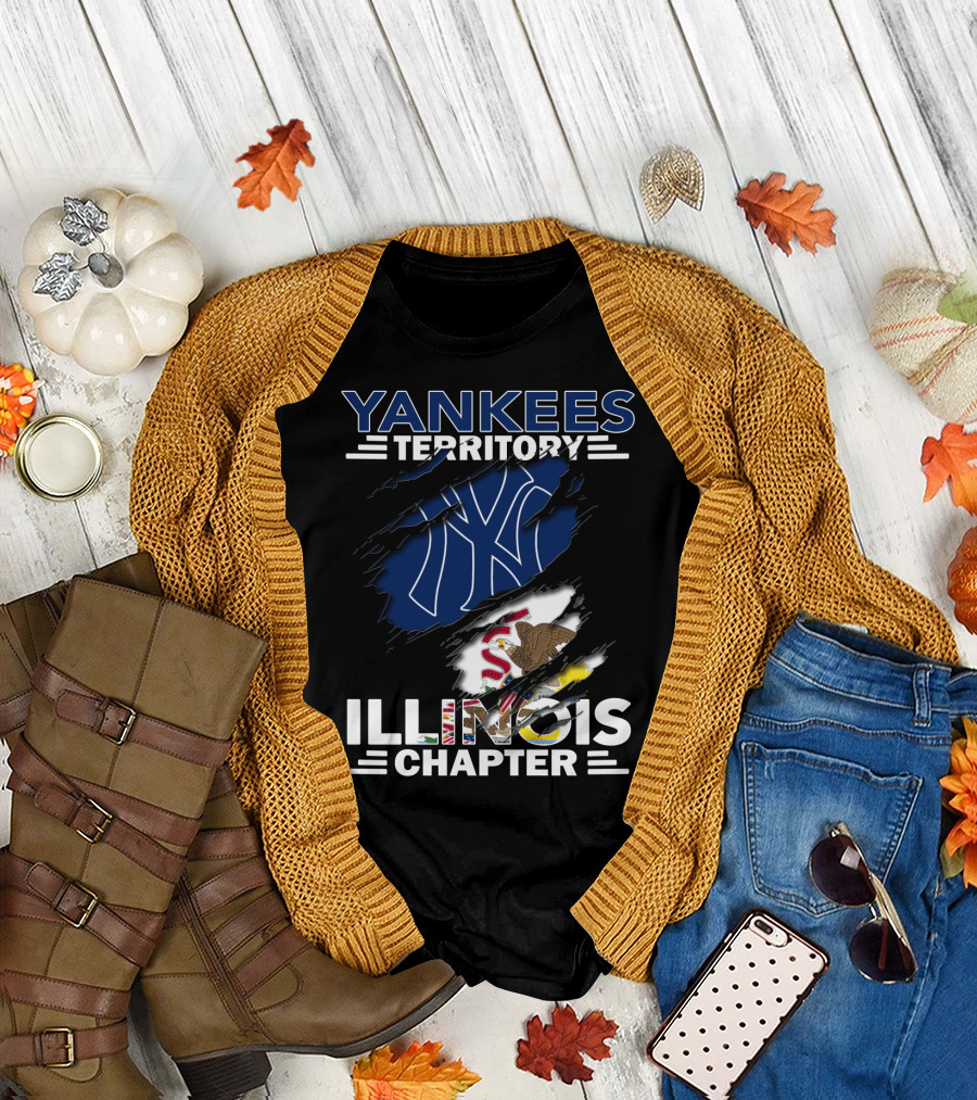 Yankees Territory Illinois Chapter Yankees Logo Illinois Flag T-Shirt