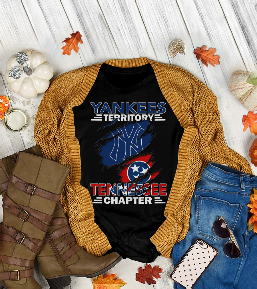 Yankees Territory Tennessee Chapter NY Logo and Tennessee Flag T-Shirt