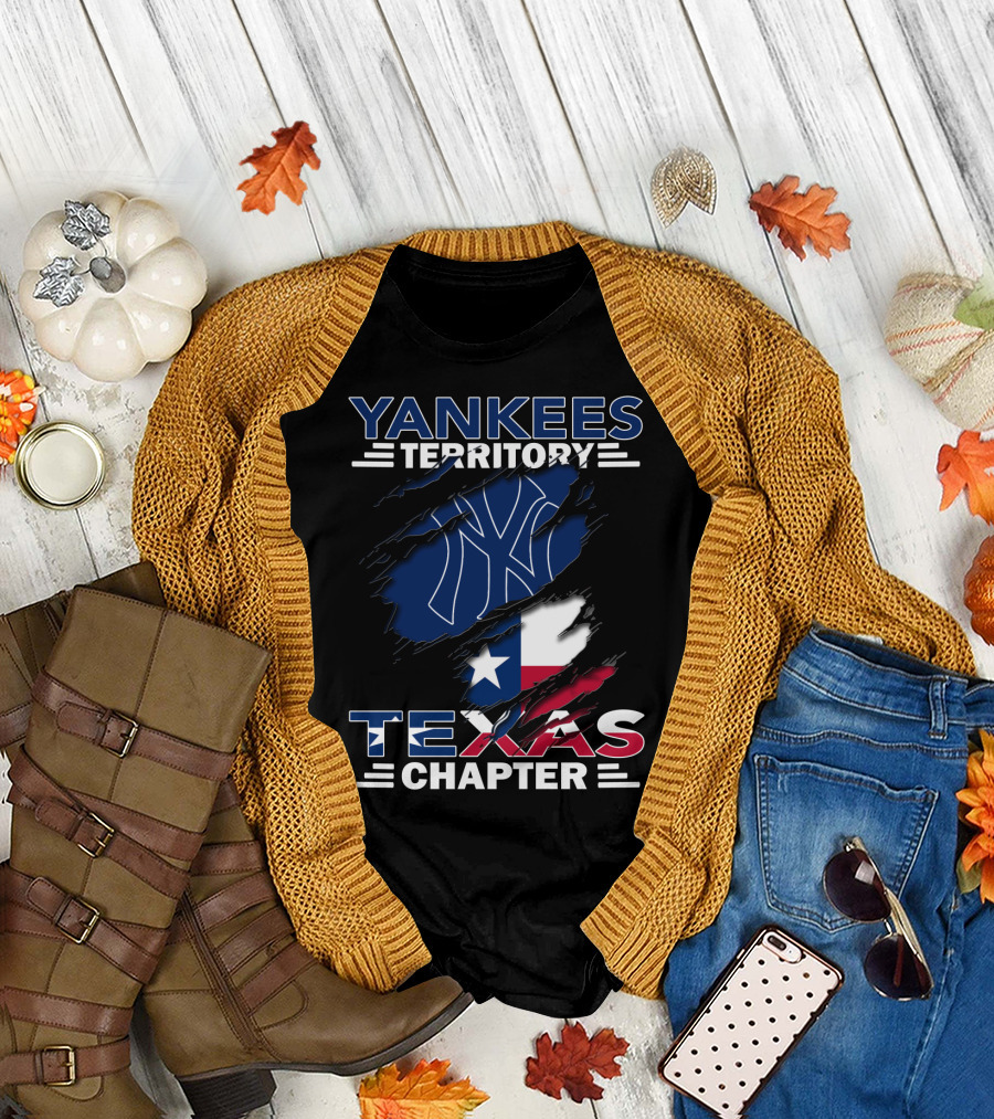 Yankees Territory Texas Chapter Yankees Logo Texas Flag T-Shirt