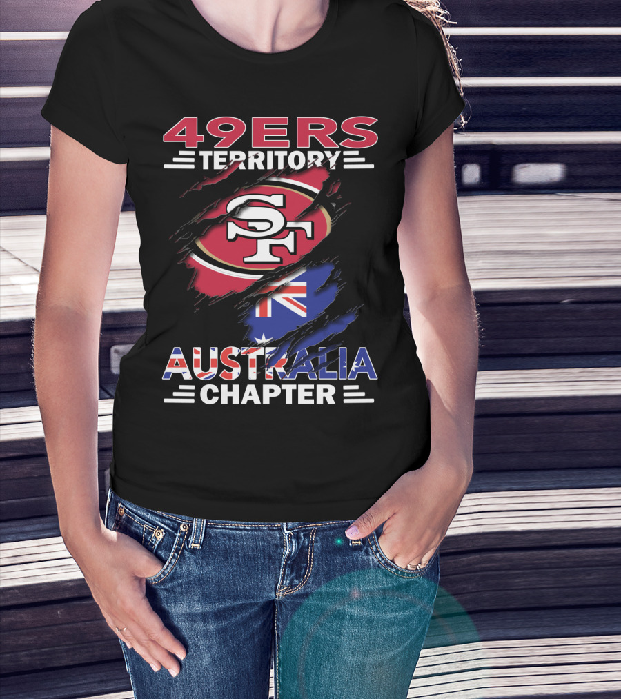 49ers Territory Australia Chapter SF Logo With Australian Flag Background T-Shirt