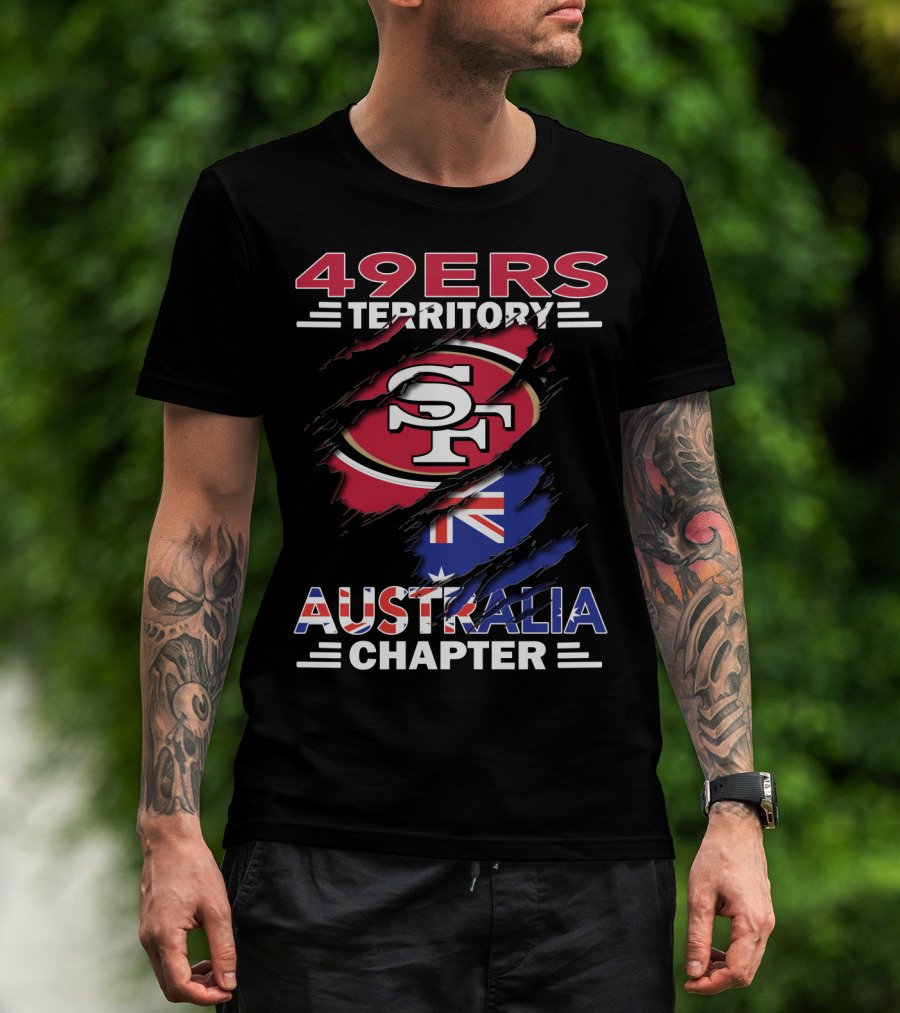 49ers Territory Australia Chapter SF Logo With Australian Flag Background T-Shirt