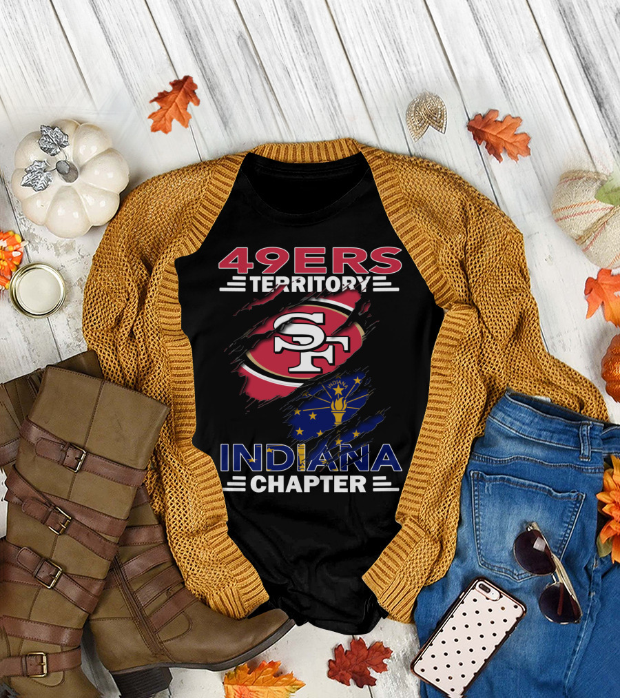 49ers Territory Indiana Chapter SF Logo Indiana Flag T-Shirt