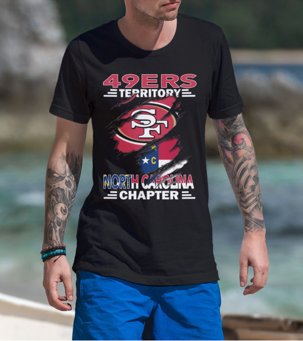 49ers Territory North Carolina Chapter SF Logo North Carolina Flag T-Shirt