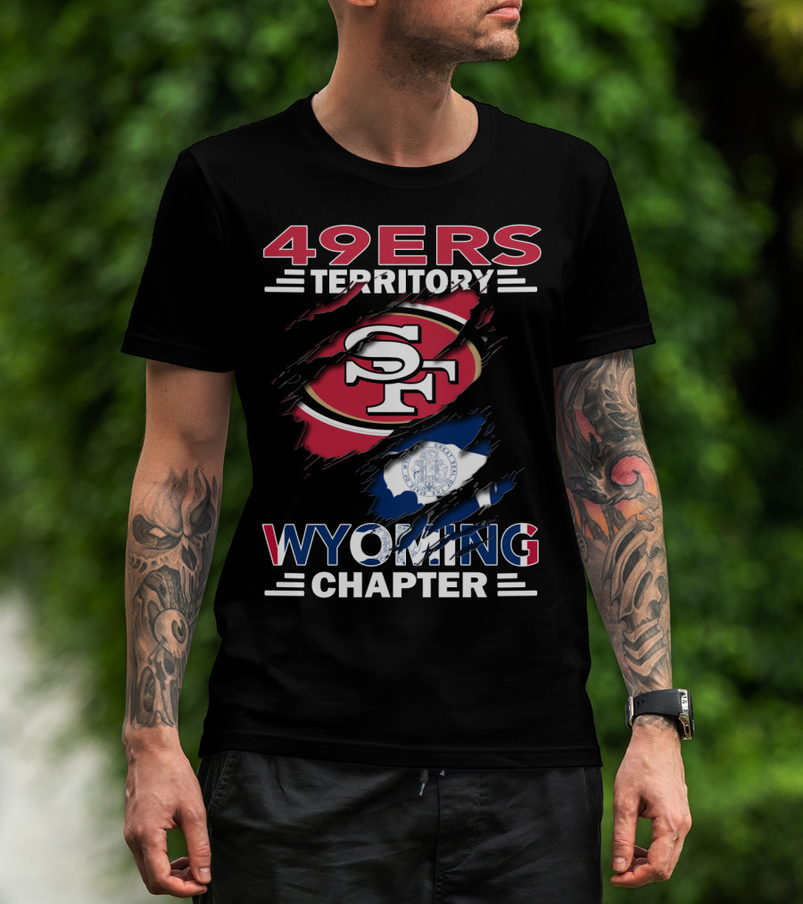 49ers Territory Wyoming Chapter SF Logo And Wyoming Flag T-Shirt