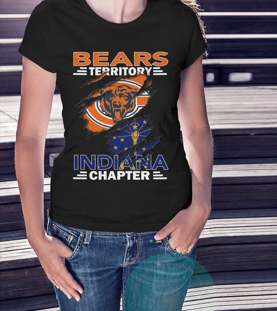 Bears Territory Indiana Chapter Chicago Bears Logo Indiana Flag T-Shirt