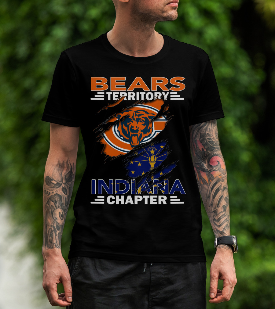 Bears Territory Indiana Chapter Chicago Bears Logo Indiana Flag T-Shirt