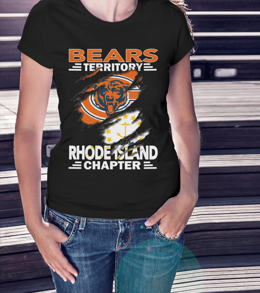 Bears Territory Rhode Island Chapter Chicago Bears Logo And Rhode Island Flag T-Shirt
