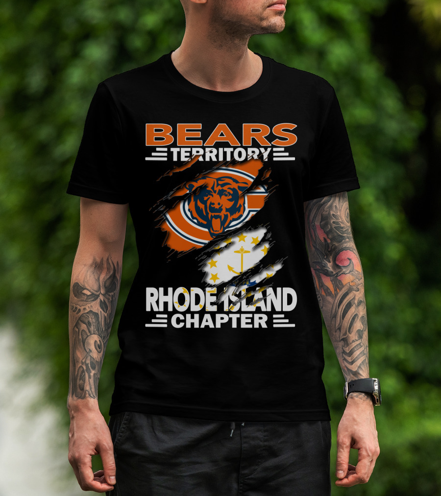 Bears Territory Rhode Island Chapter Chicago Bears Logo And Rhode Island Flag T-Shirt