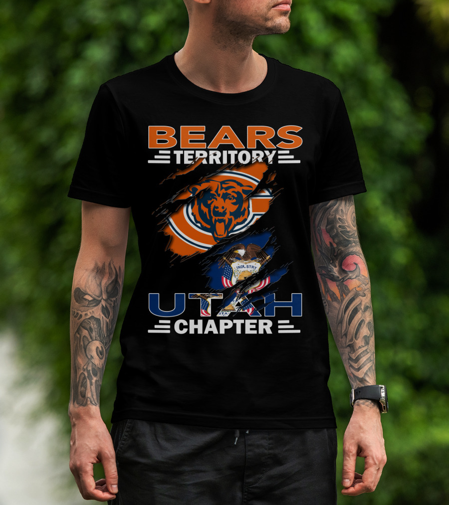 Bears Territory Utah Chapter Chicago Bears Utah State Flag T-Shirt
