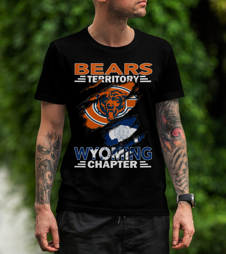 Bears Territory Wyoming Chapter Chicago Bears Logo Wyoming Flag T-Shirt