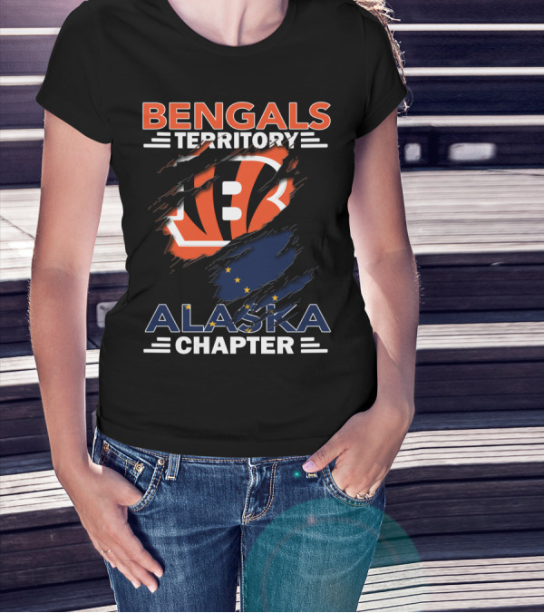 Bengals Territory Alaska Chapter Logo With Torn Effect And Flag Elements T-Shirt