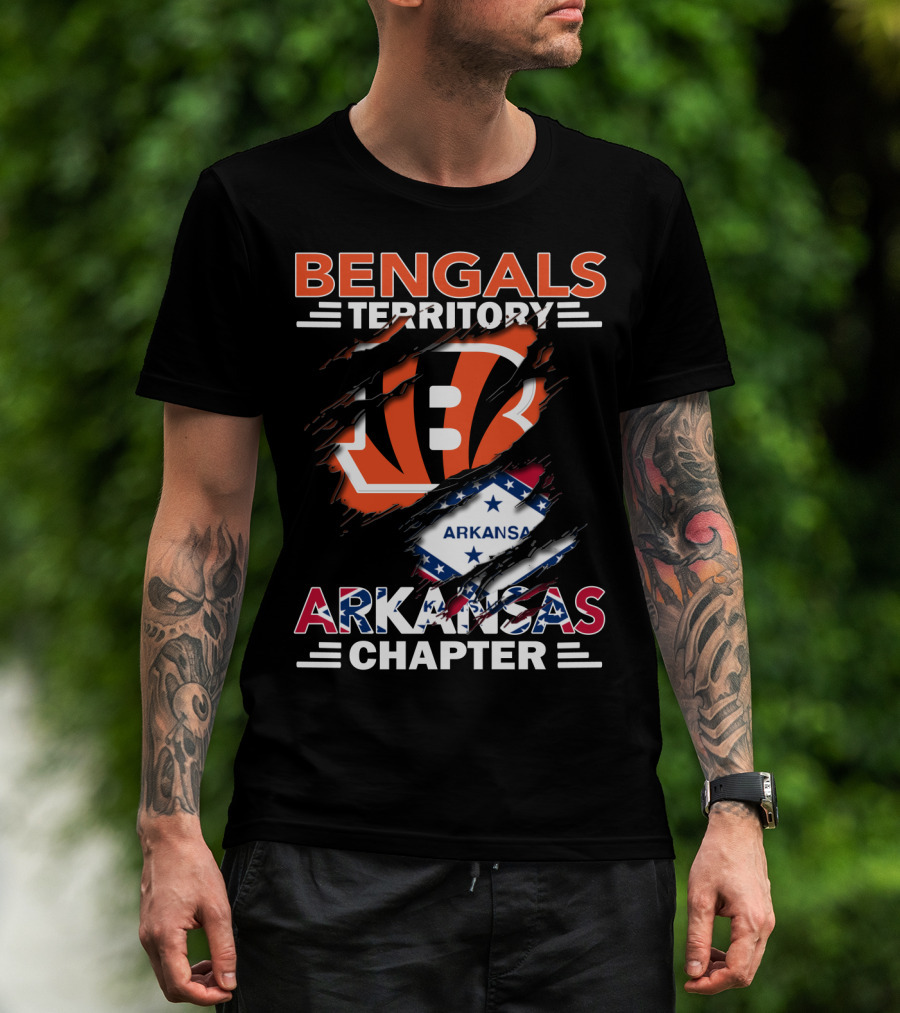 Bengals Territory Arkansas Chapter NFL Fan Logo With State Flag T-Shirt