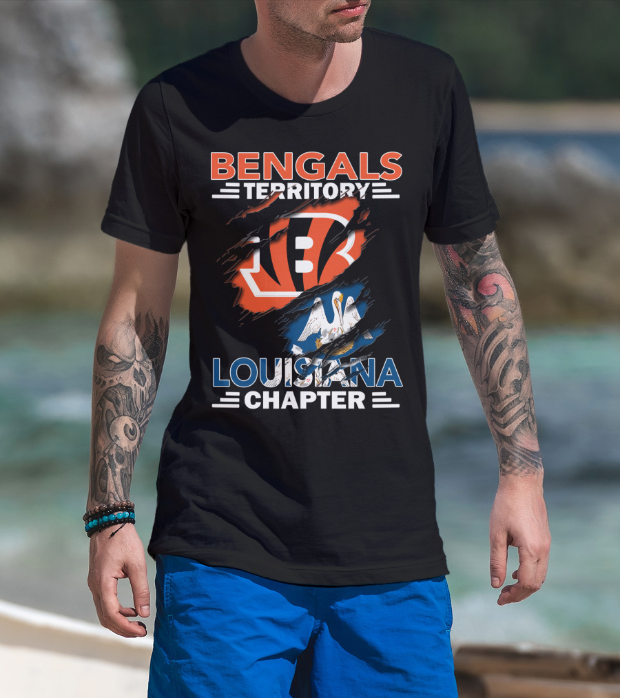 Bengals Territory Louisiana Chapter Torn Logo Pelican T-Shirt