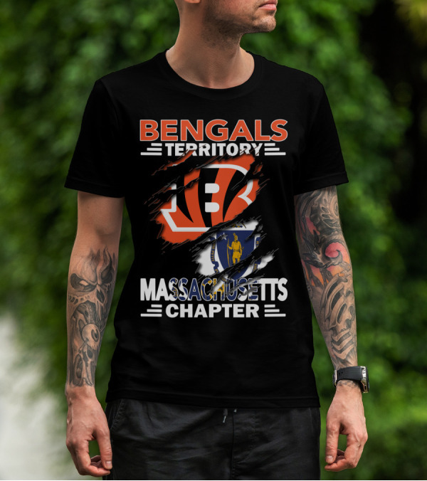 Bengals Territory Massachusetts Chapter Logo With Iconic Symbols T-Shirt