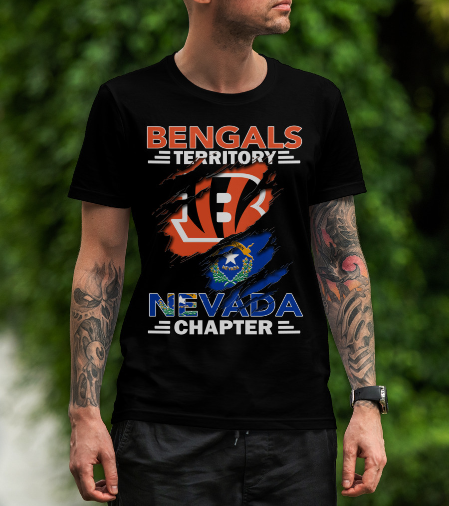Bengals Territory Nevada Chapter Bengals Logo Nevada Flag T-Shirt