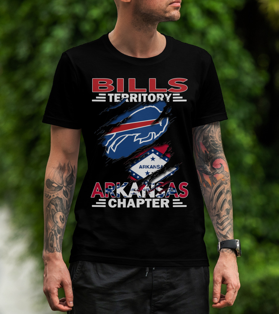 Bills Territory Arkansas Chapter Buffalo Logo And State Flag T-Shirt