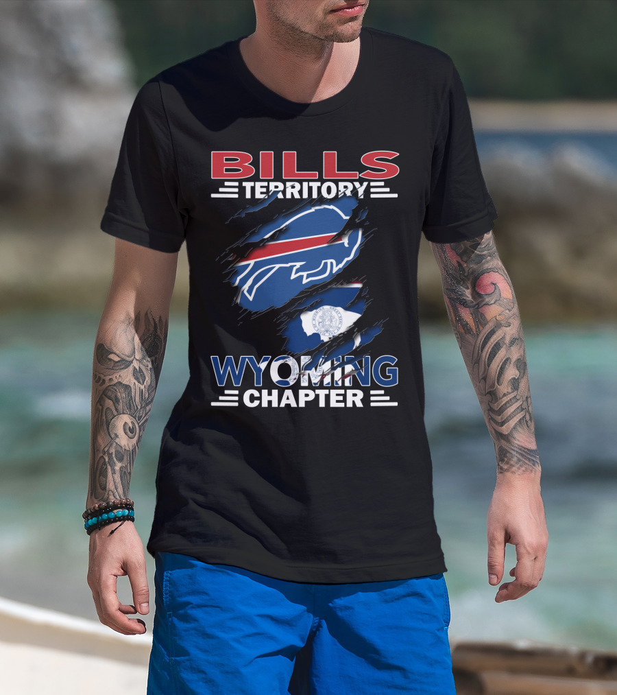 Bills Territory Wyoming Chapter Buffalo Bills Fan Club Wyoming State Flag T-Shirt