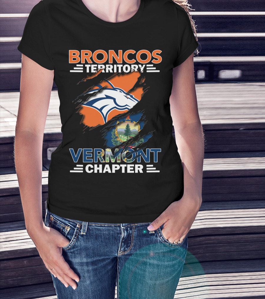 Broncos Territory Vermont Chapter Logo And Vermont Flag Integration T-Shirt