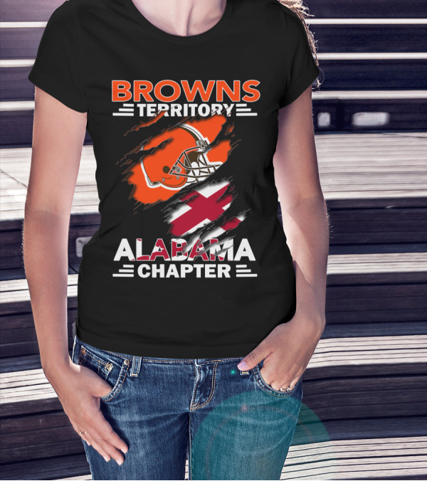 Browns Territory Alabama Chapter Football Helmet And Cross T-Shirt