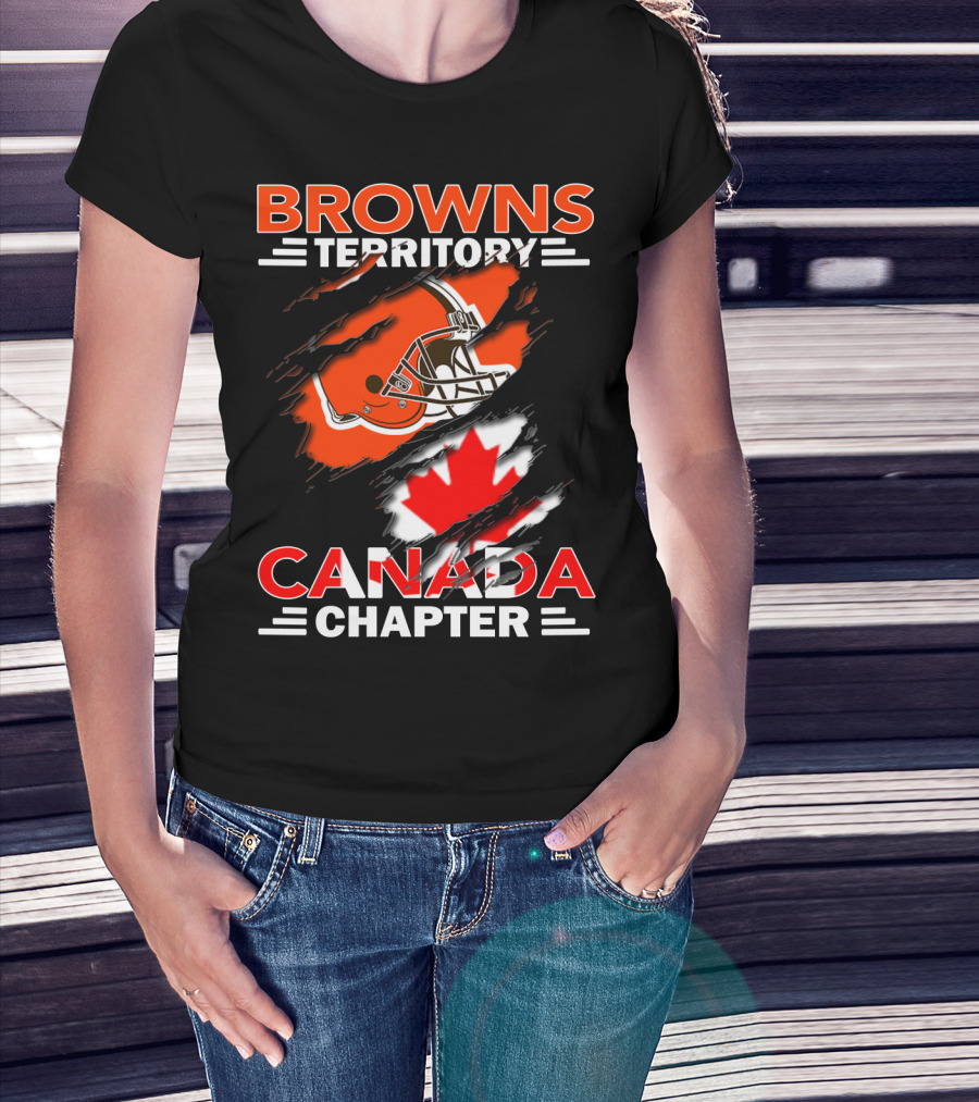 Browns Territory Canada Chapter Helmet And Maple Leaf T-Shirt