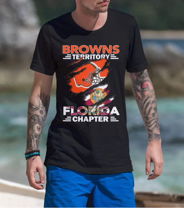 Browns Territory Florida Chapter Football Helmet And State Flag T-Shirt