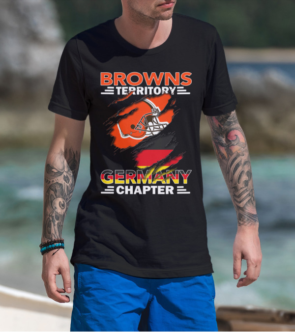 Browns Territory Germany Chapter Helmet And Flag T-Shirt