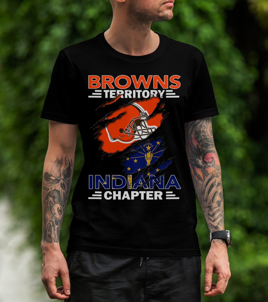Browns Territory Indiana Chapter Helmet And Indiana Flag T-Shirt