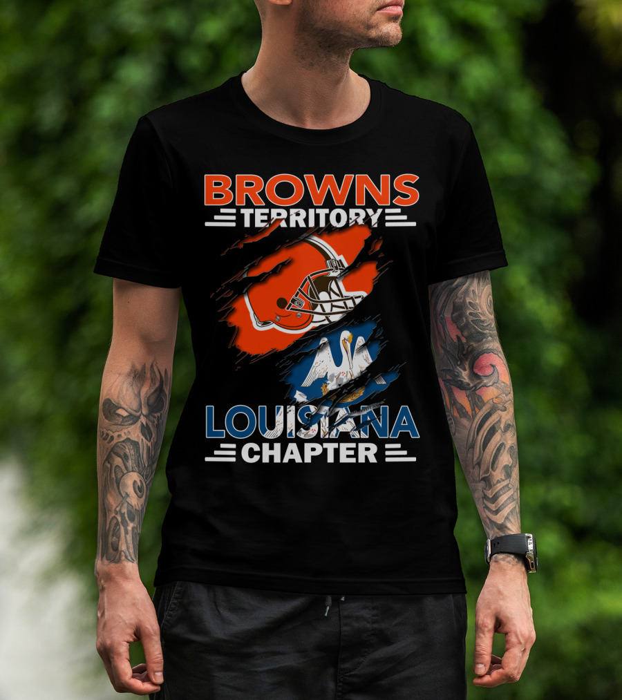 Browns Territory Louisiana Chapter Football Helmet State Flag T-Shirt