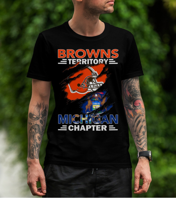 Browns Territory Michigan Chapter Helmet And State Emblem T-Shirt
